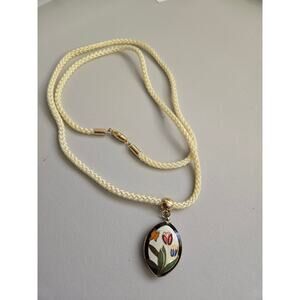 Vintage Cloisonne with braided cord 26"